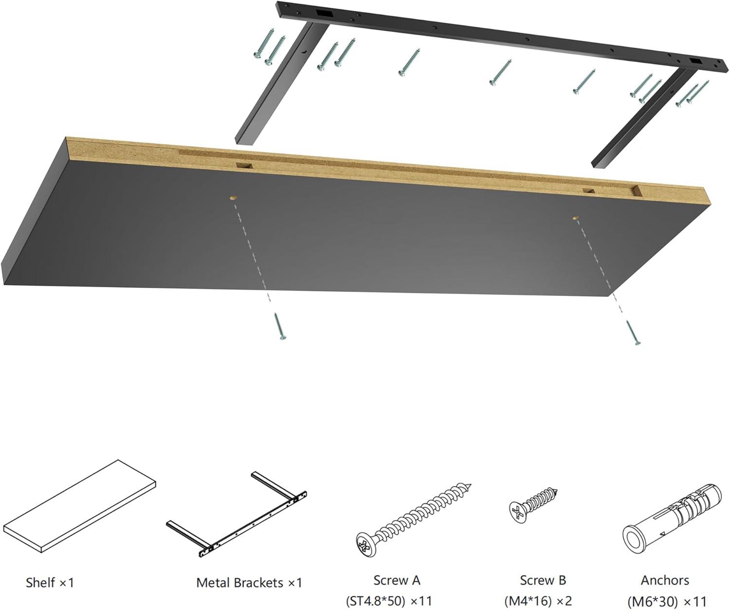 Axeman 36 Inch Solid Wood Wall Shelves Set of 2, Modern Floating Shelves for Wall Storage