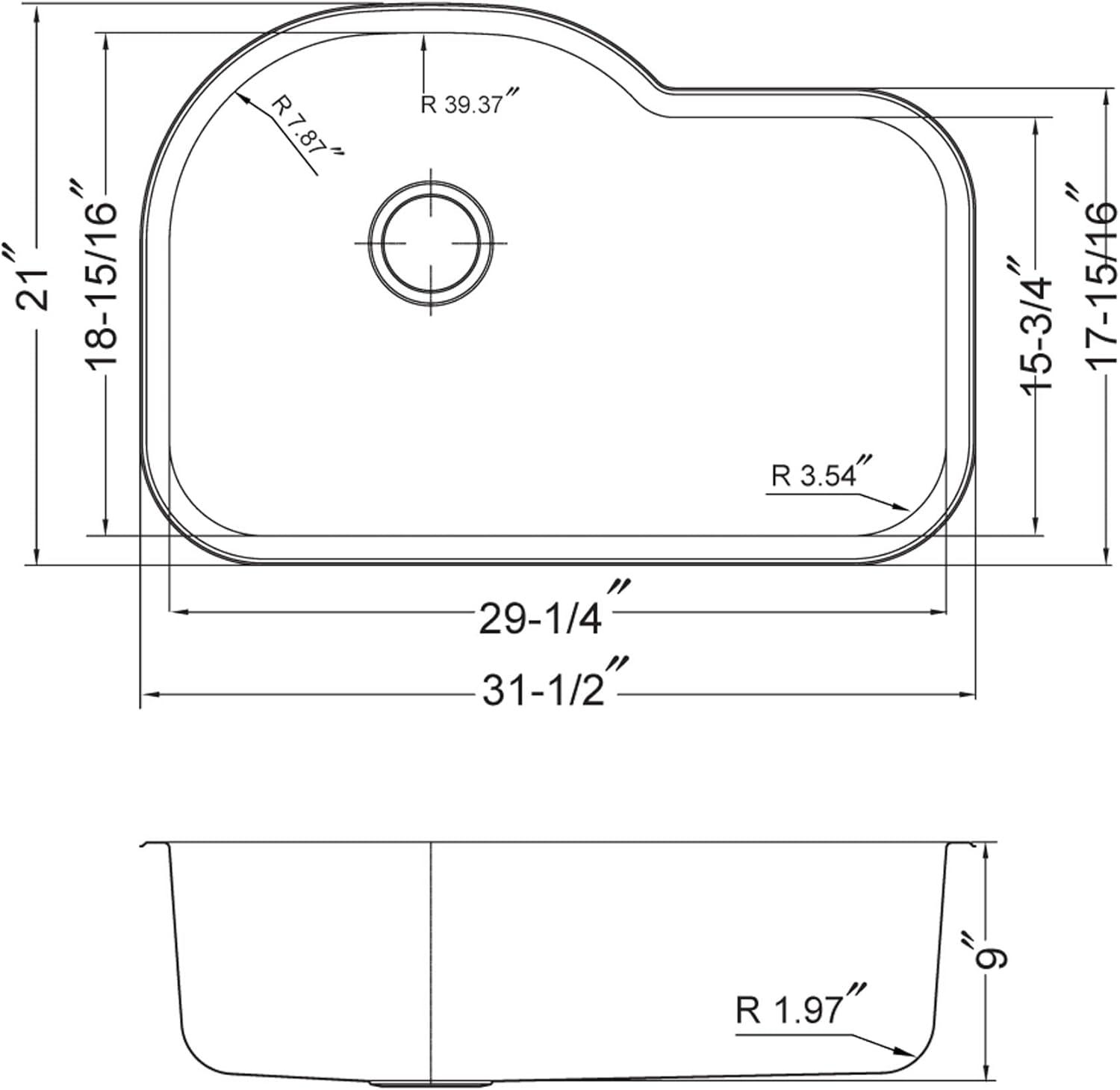 Belleo 31.5'' Drop-In Single Bowl Stainless Steel Kitchen Sink