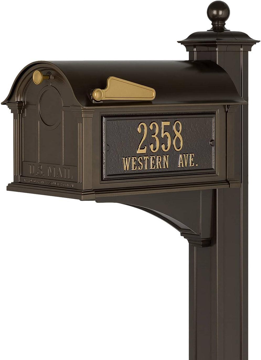 Balmoral Bronze Aluminum Lockable Large Mailbox with Post