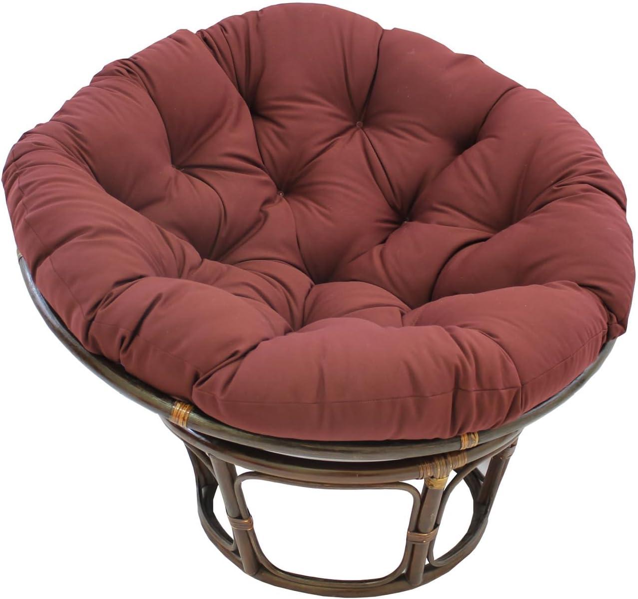 42" Rattan Papasan Chair with Solid Twill Cushion - International Caravan