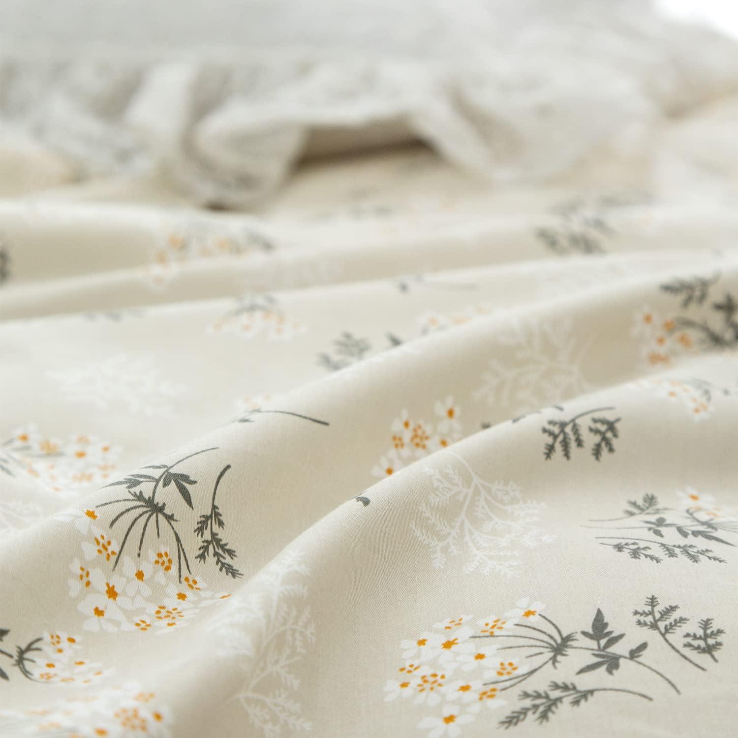 Floral Comforter Set King 3 Pieces Soft Chic Garden Style Green Floral Print Lightweight Botanical Flower Comforter Set for All Seasons 1 Comforter and 2 Pillowcases