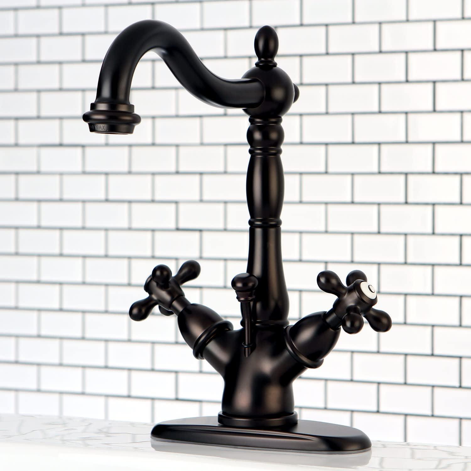 Heritage Mono Deck Bathroom Faucet with Brass Pop-Up Drain