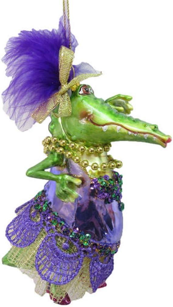 Mardi Gras Female Crocodile Christmas Holiday Ornament December Diamonds
