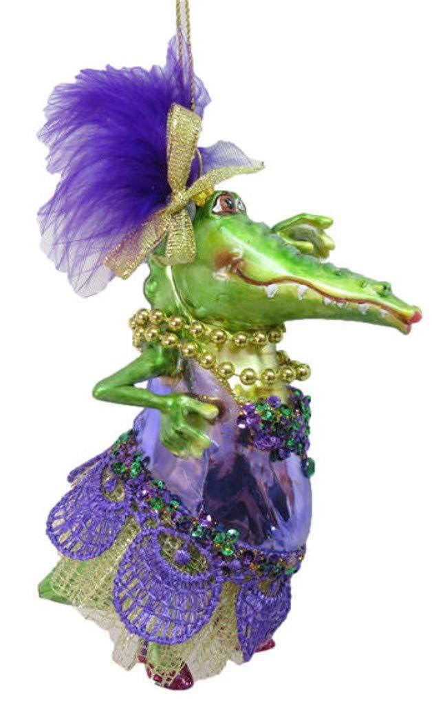 Mardi Gras Female Crocodile Christmas Holiday Ornament December Diamonds