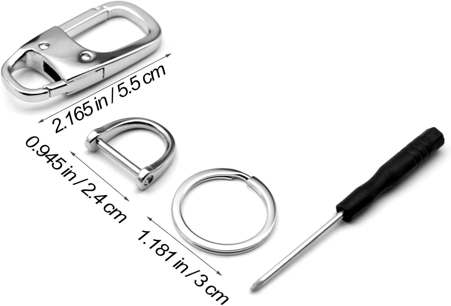 MECHCOS Metal Keychain Car Fob Key Chain Holder Clip with Detachable Valet Key Ring & Anti-Lost D-Ring for Men and Women