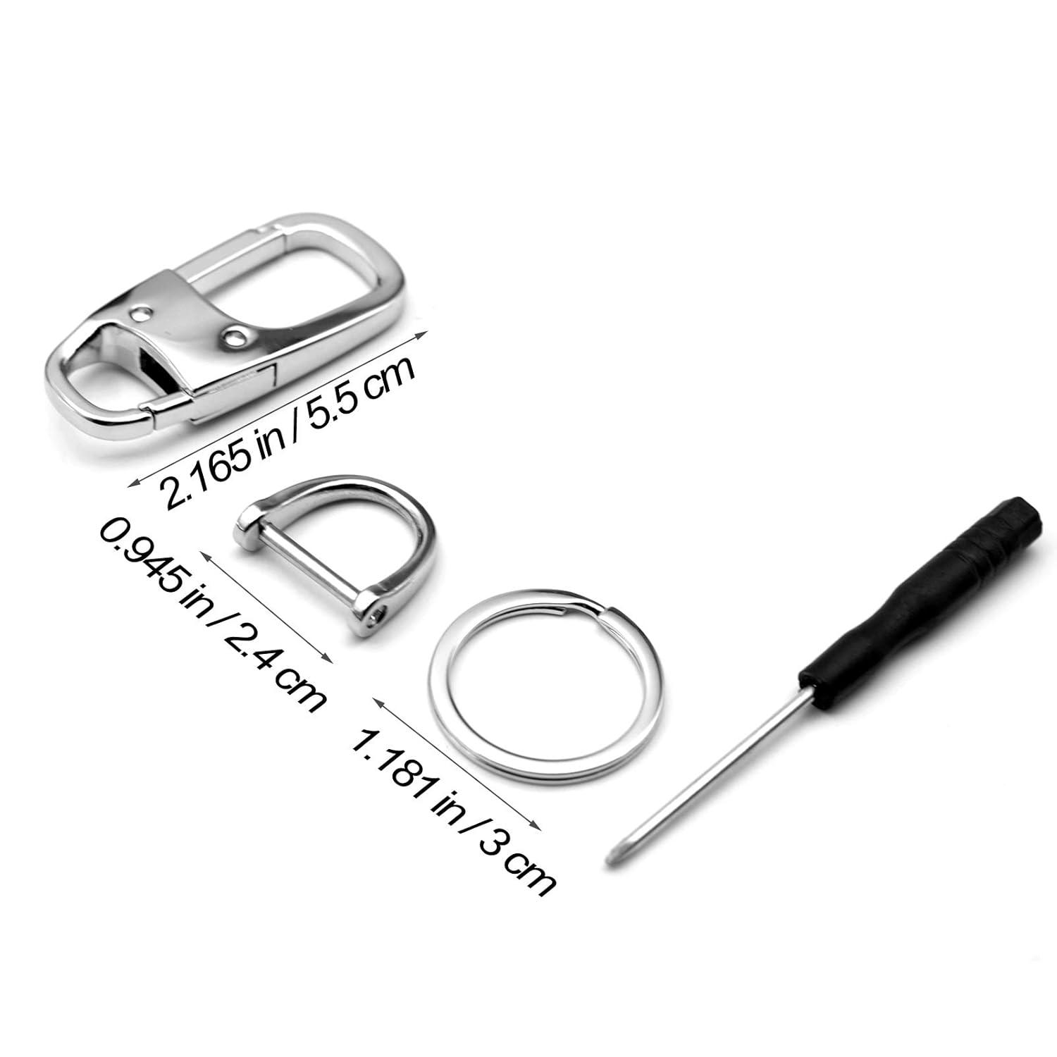 MECHCOS Metal Keychain Car Fob Key Chain Holder Clip with Detachable Valet Key Ring & Anti-Lost D-Ring for Men and Women