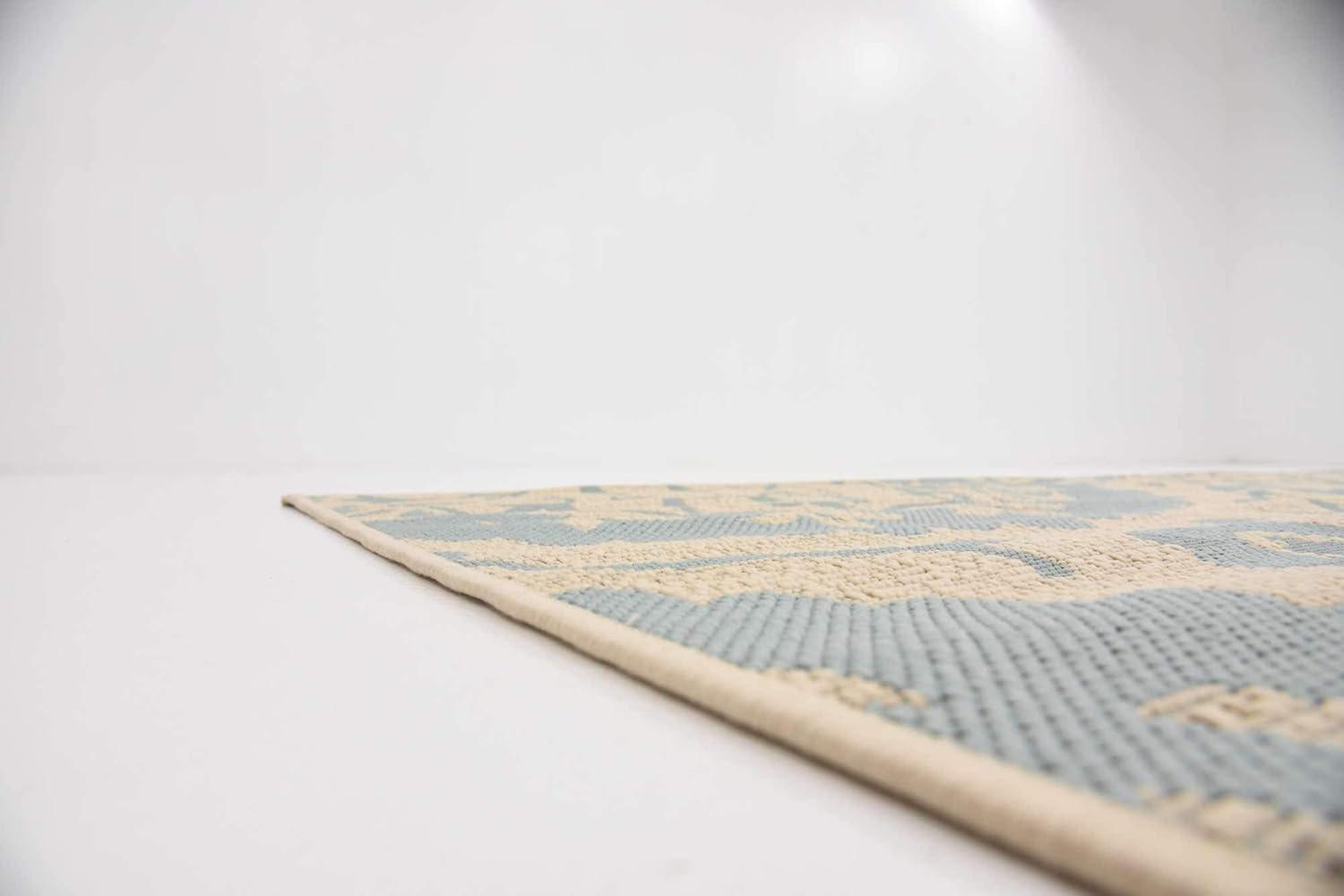 Unique Loom Outdoor Botanical Collection Area Rug - Medallion (9'  x 12' 2" Rectangle Aqua/Beige)