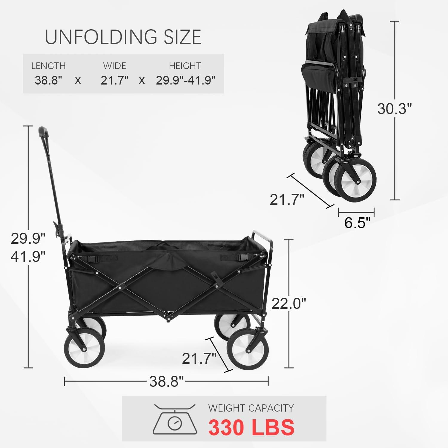 FDW Collapsible Wagon Folding Wagon Garden Cart with Large Capacity, Portable Utility Wagon Cart Heavy Duty for Beach Camping Shopping Garden