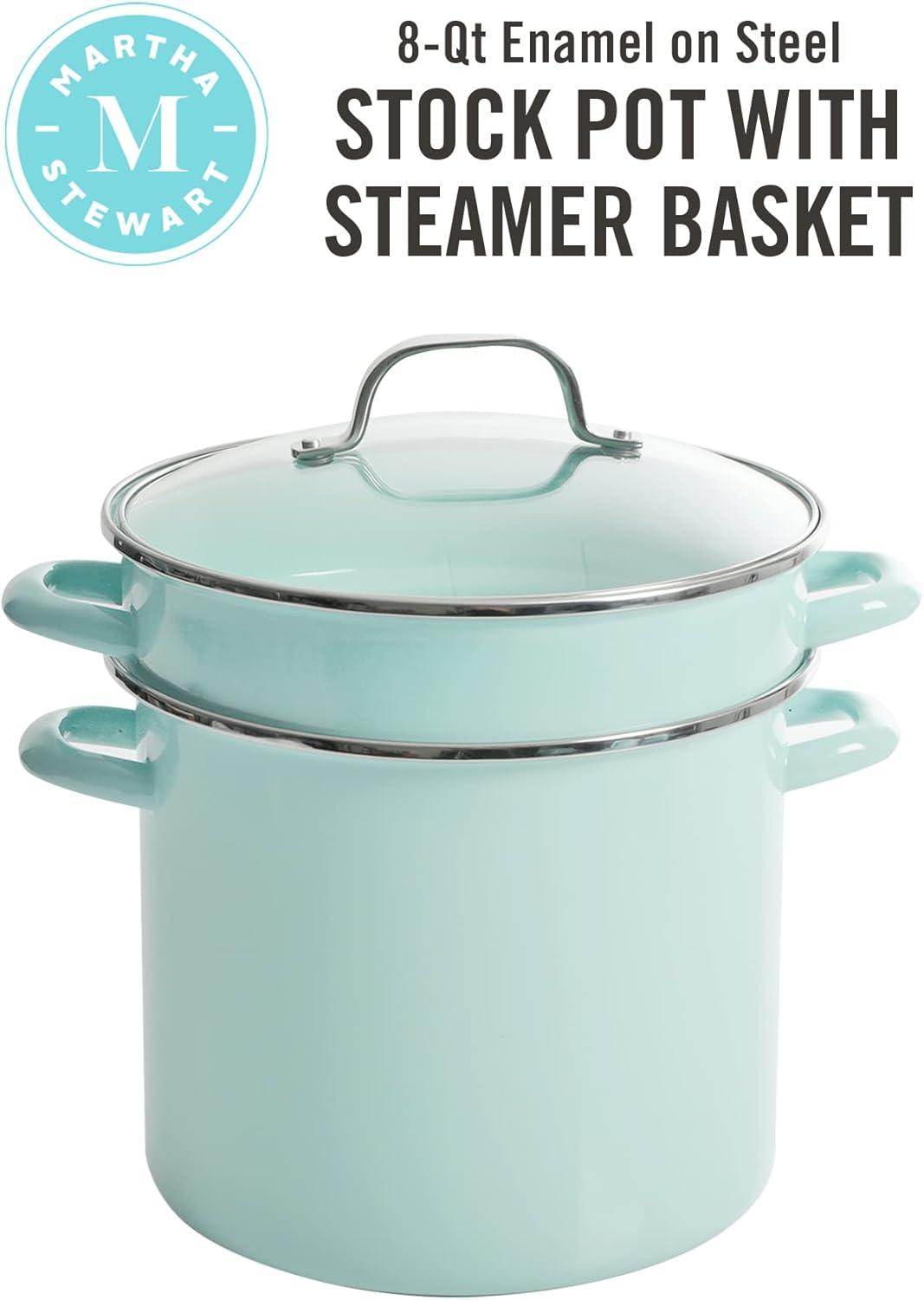 Martha Stewart Thayer 8 qt Non-Stick Enamelware Stock Pot with Lid