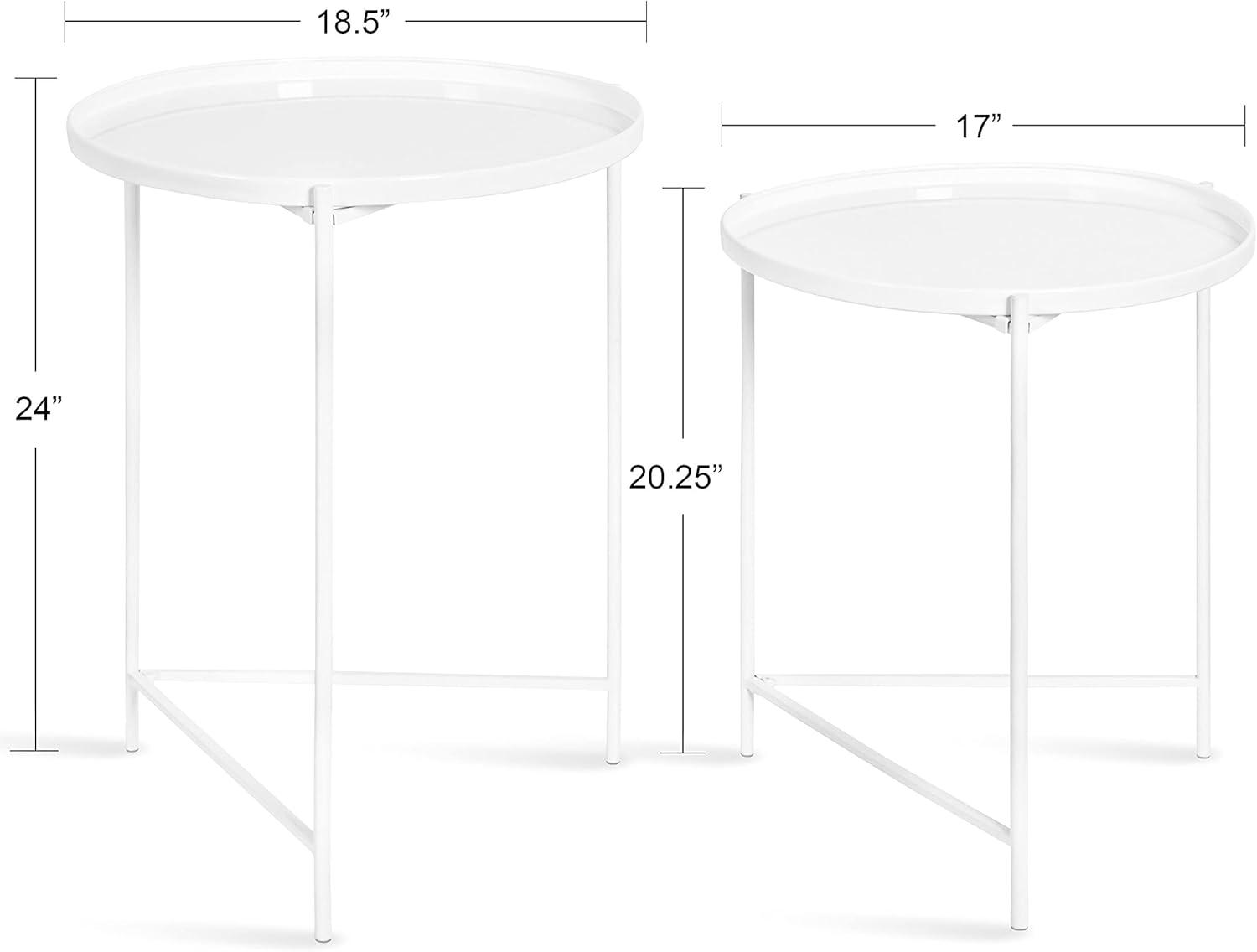 Modern Geometric White Round Metal Nesting Tables Set