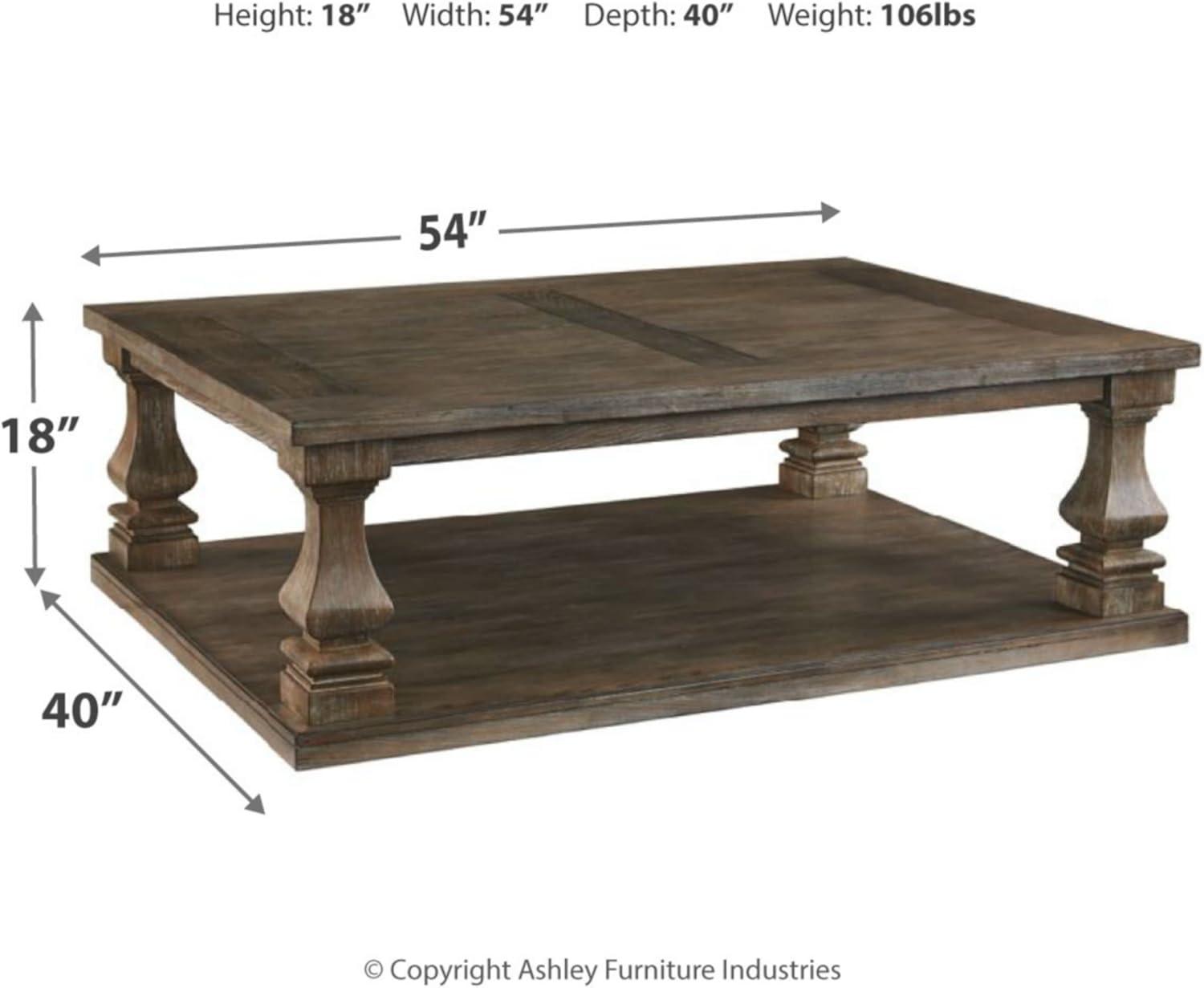 Gray Elm Veneer Rectangular Coffee Table with Shelf