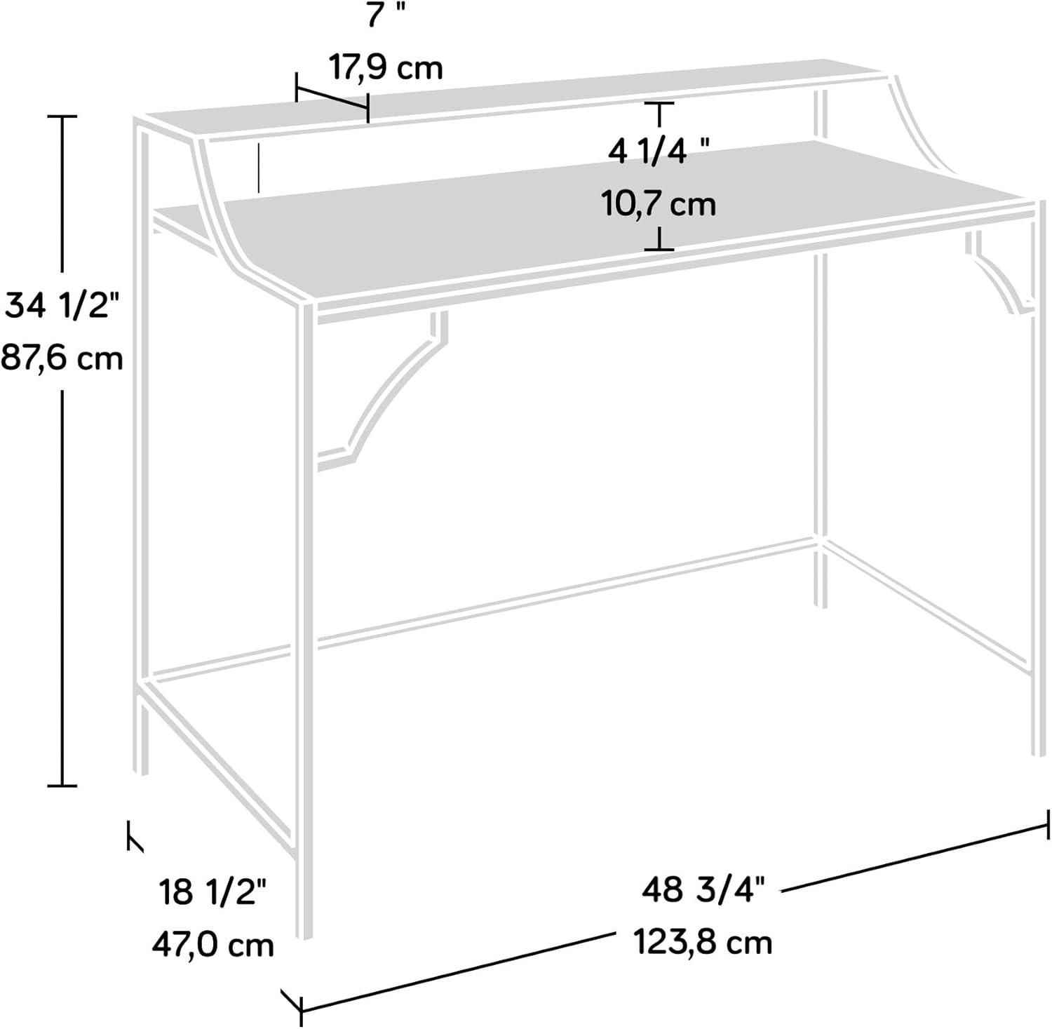 Sindoori Mango and Gold Writing Desk with Glass Shelf