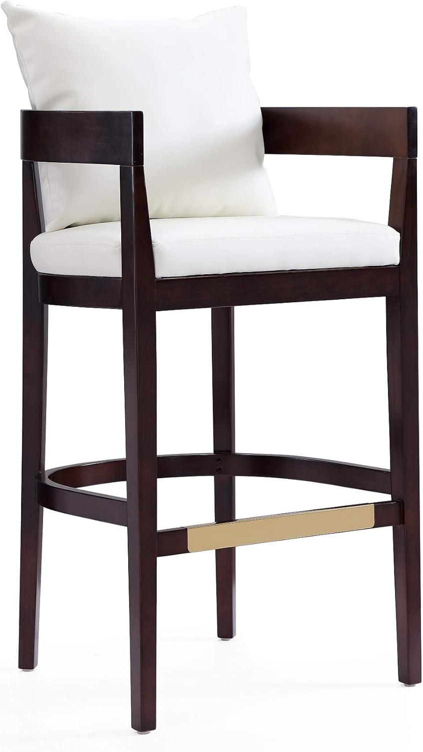 Ritz Upholstered Beech Wood Barstool Black - Manhattan Comfort: Gold Footrest, No Assembly Required, 30.5" Height