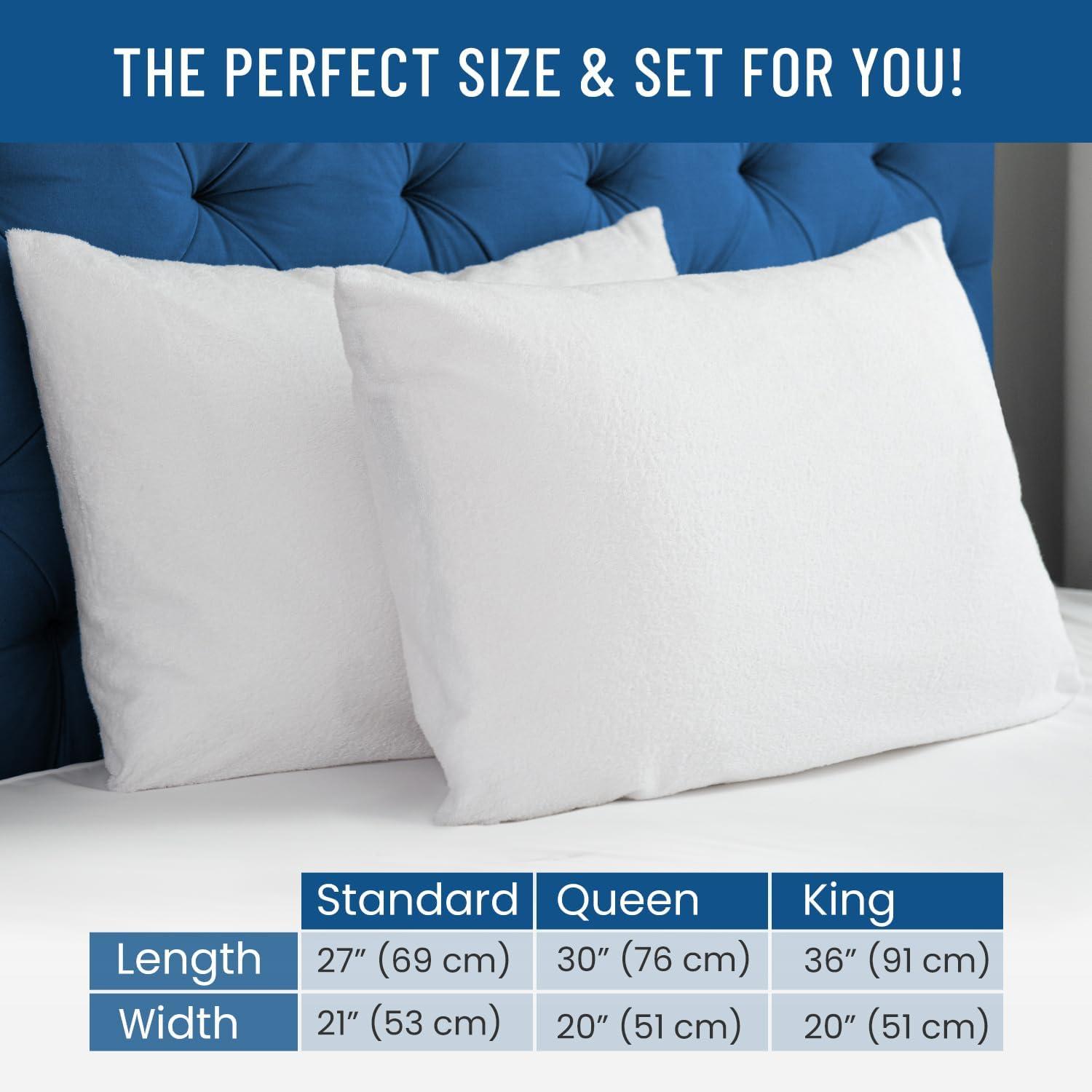 Everlasting Comfort Waterproof Pillow Protector Zippered Hypoallergenic Pillow Cover, Queen 4-Pack