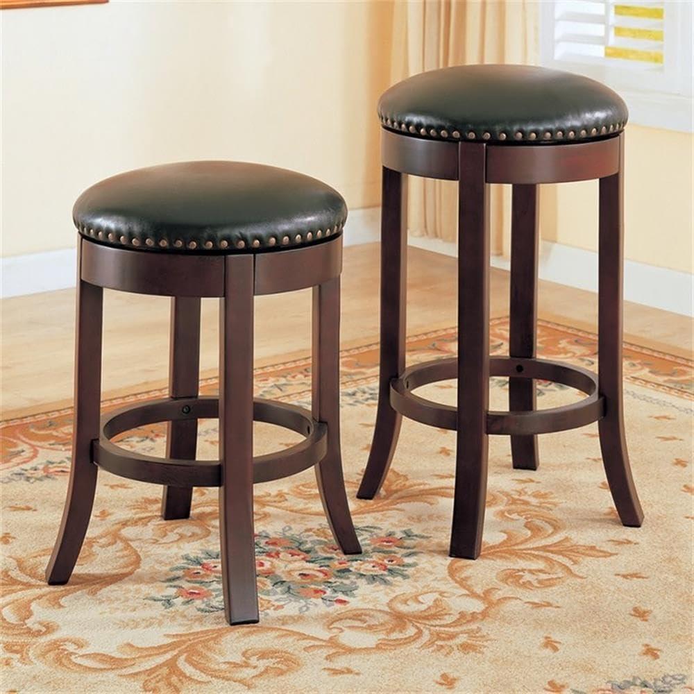 Aboushi Swivel Counter Height Stools with Upholstered Seat Brown (Set of 2)