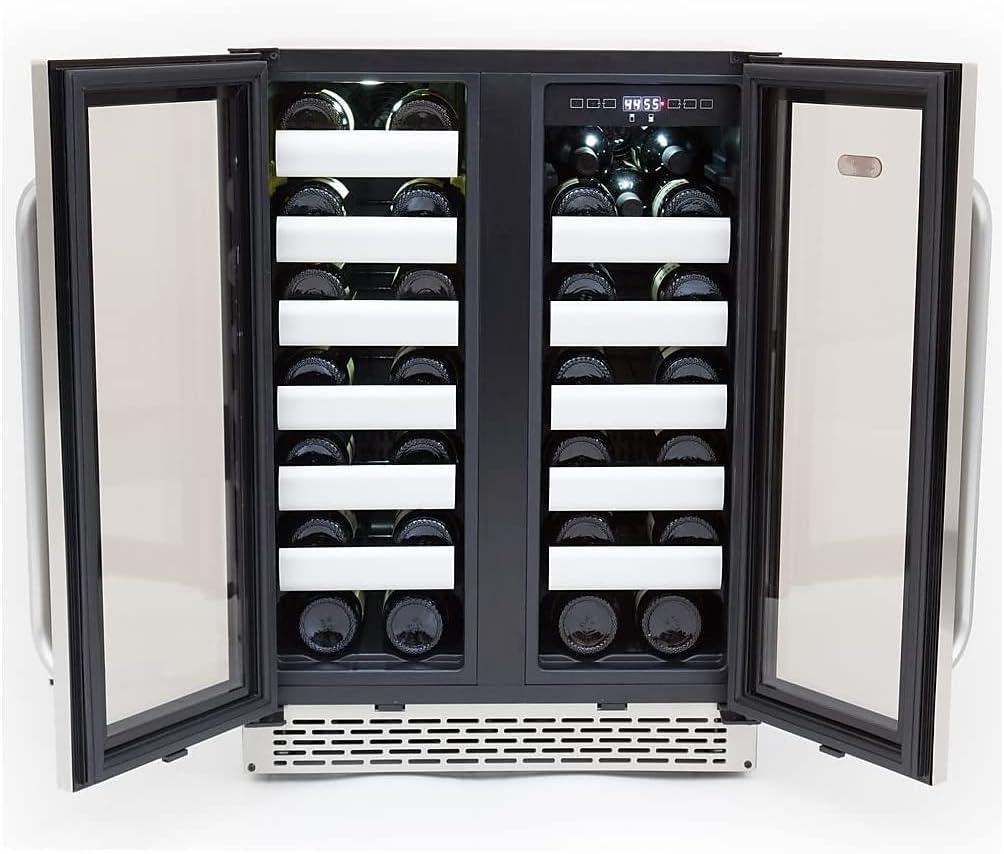 Stainless Steel Dual Zone 40-Bottle Wine Refrigerator with Interior Lighting