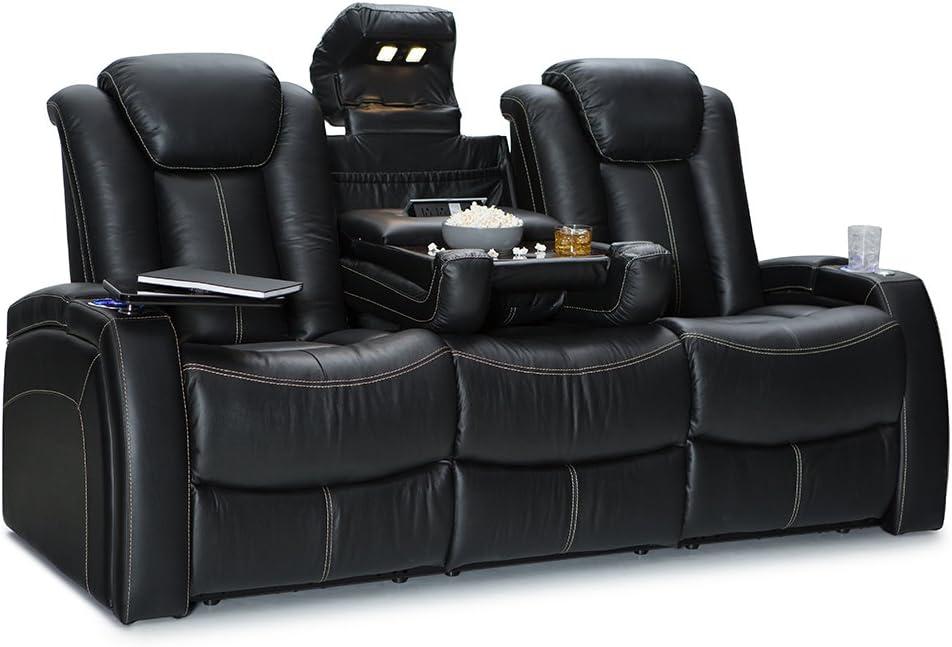 Luxurious Black Leather Power Reclining Sectional with Cup Holders