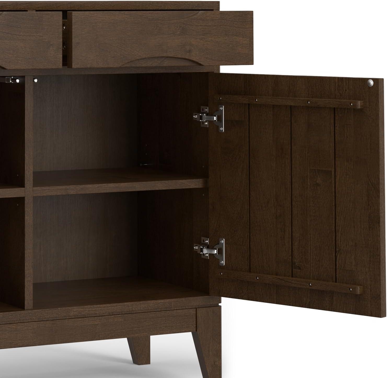 Simpli Home Harper 40"W Solid Wood 2-Shelf Mid-Century Modern Entryway Storage Cabinet with 2 Drawers