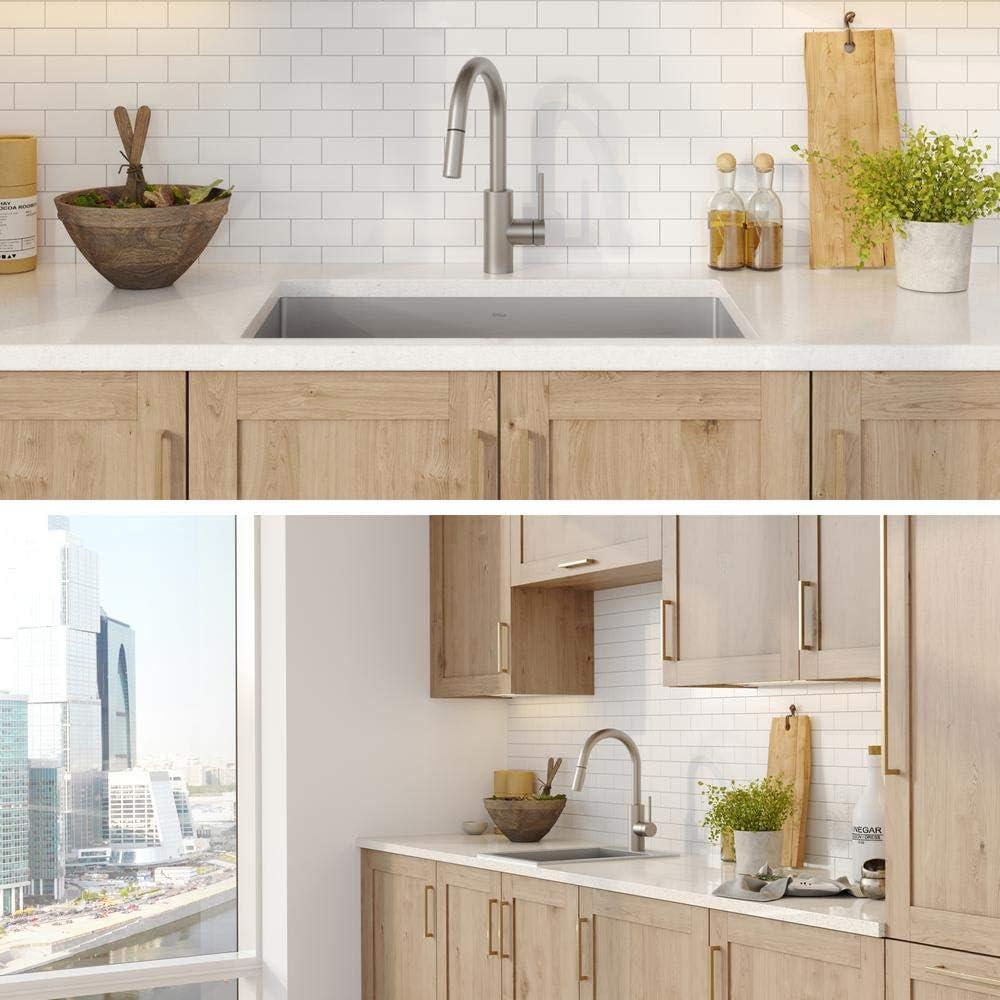 KRAUS Oletto Single Handle Pull Down Kitchen Faucet with QuickDock Top Mount Installation Assembly