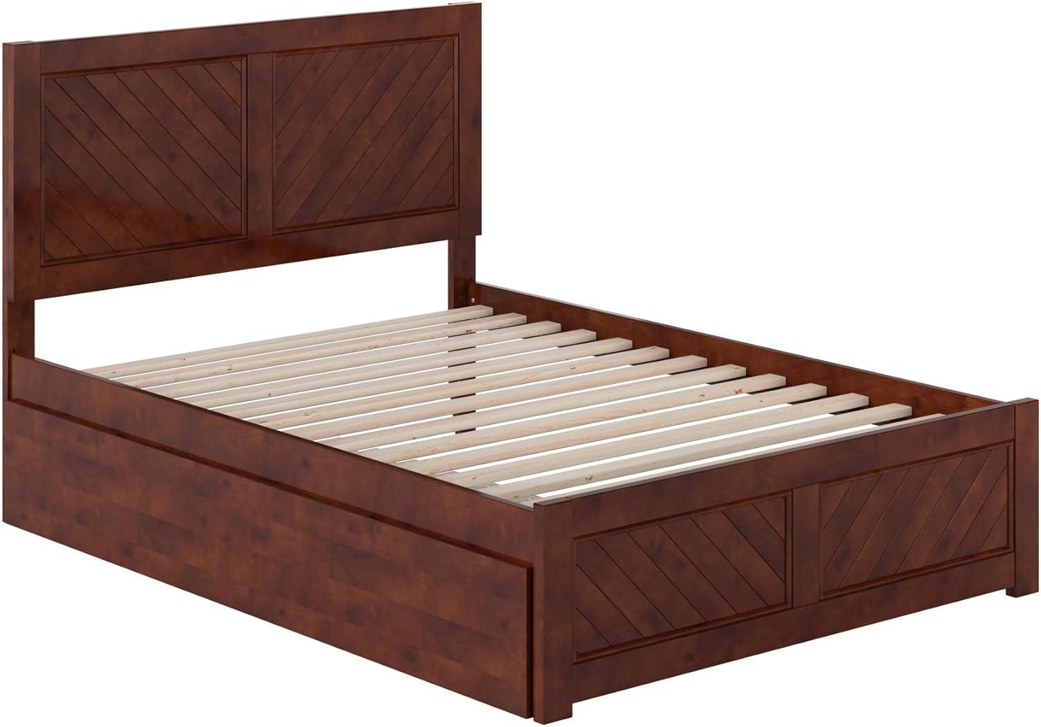 AFI Canyon Walnut Solid Wood Platform Bed with Matching Footboard & Twin Trundle, Full