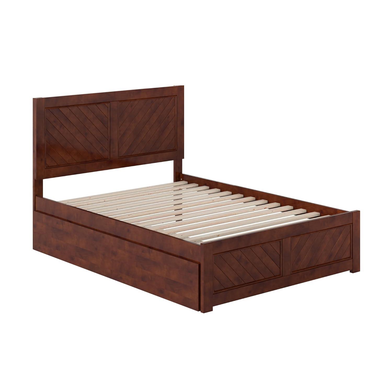 AFI Canyon Walnut Solid Wood Platform Bed with Matching Footboard & Twin Trundle, Full