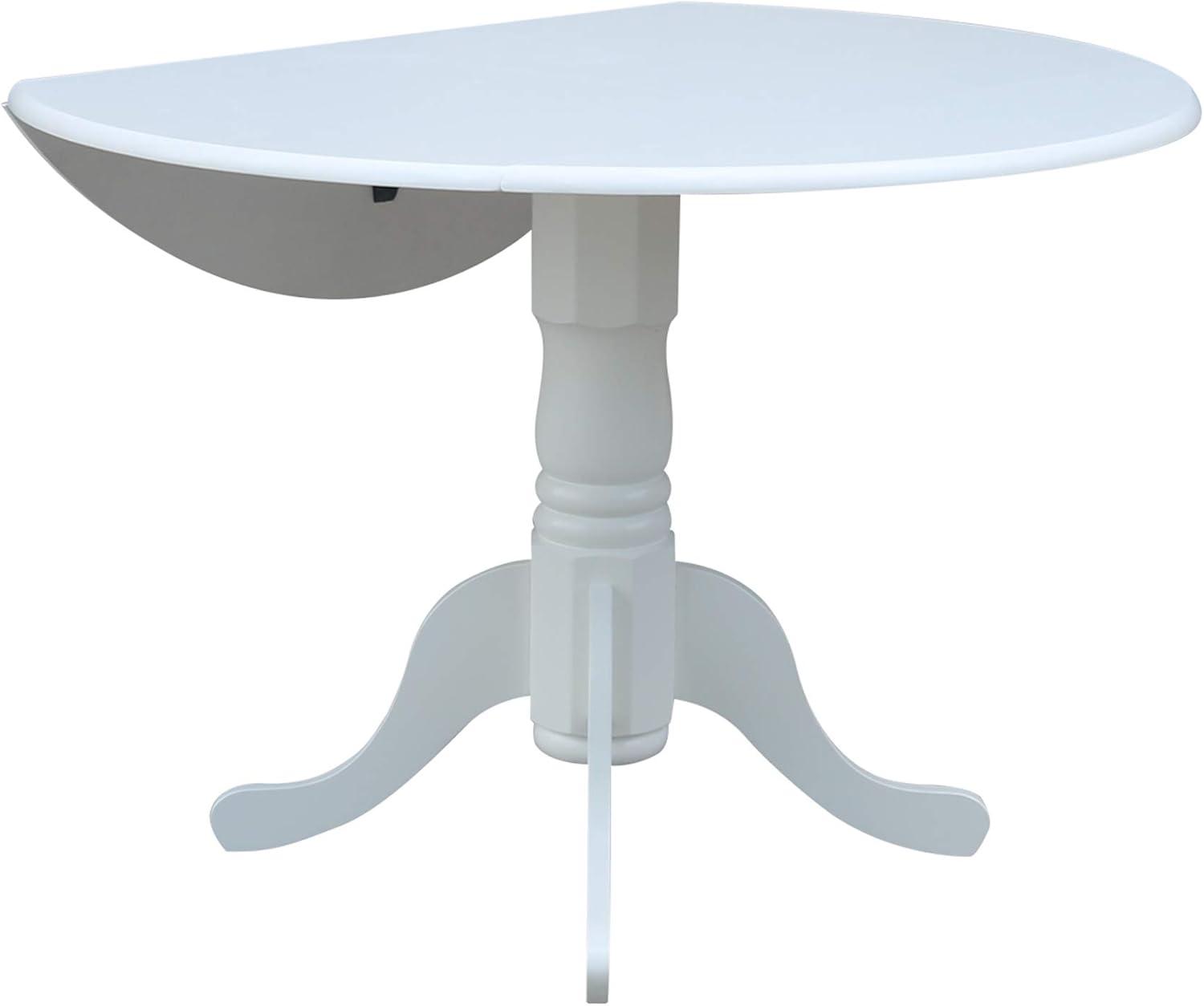 42" Mason Round Dual Drop Leaf Extendable Dining Table Hickory/Washed Coal - International Concepts: Solid Parawood, Pedestal Base