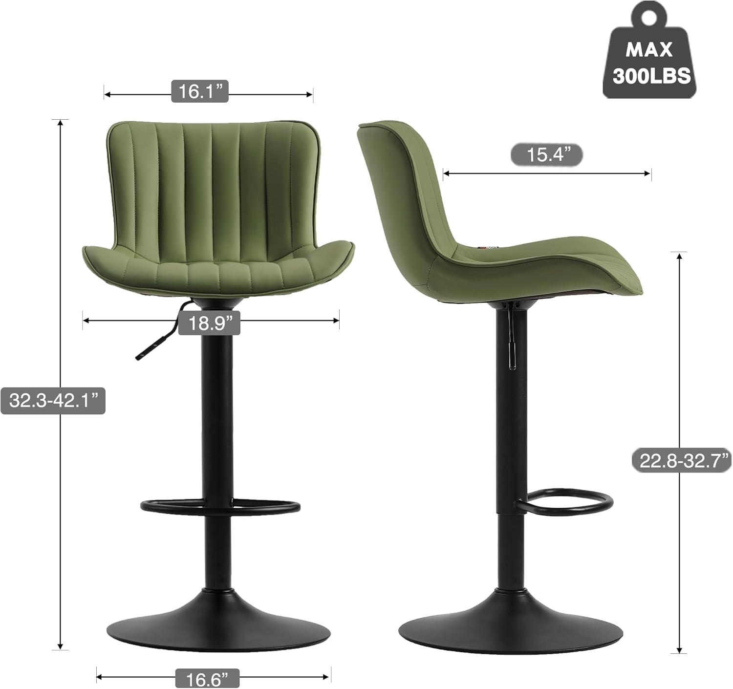 Zager Swivel Adjustable Height Bar Stools, Leather Upholstered Counter Stools, Modern Pub Stool