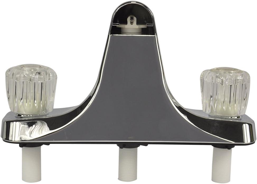 Danco Mobile Home RV Tub Shower Center-Set Faucet, 8 inch, 2-Handle, Chrome with Clear Acrylic Handles (33156X)