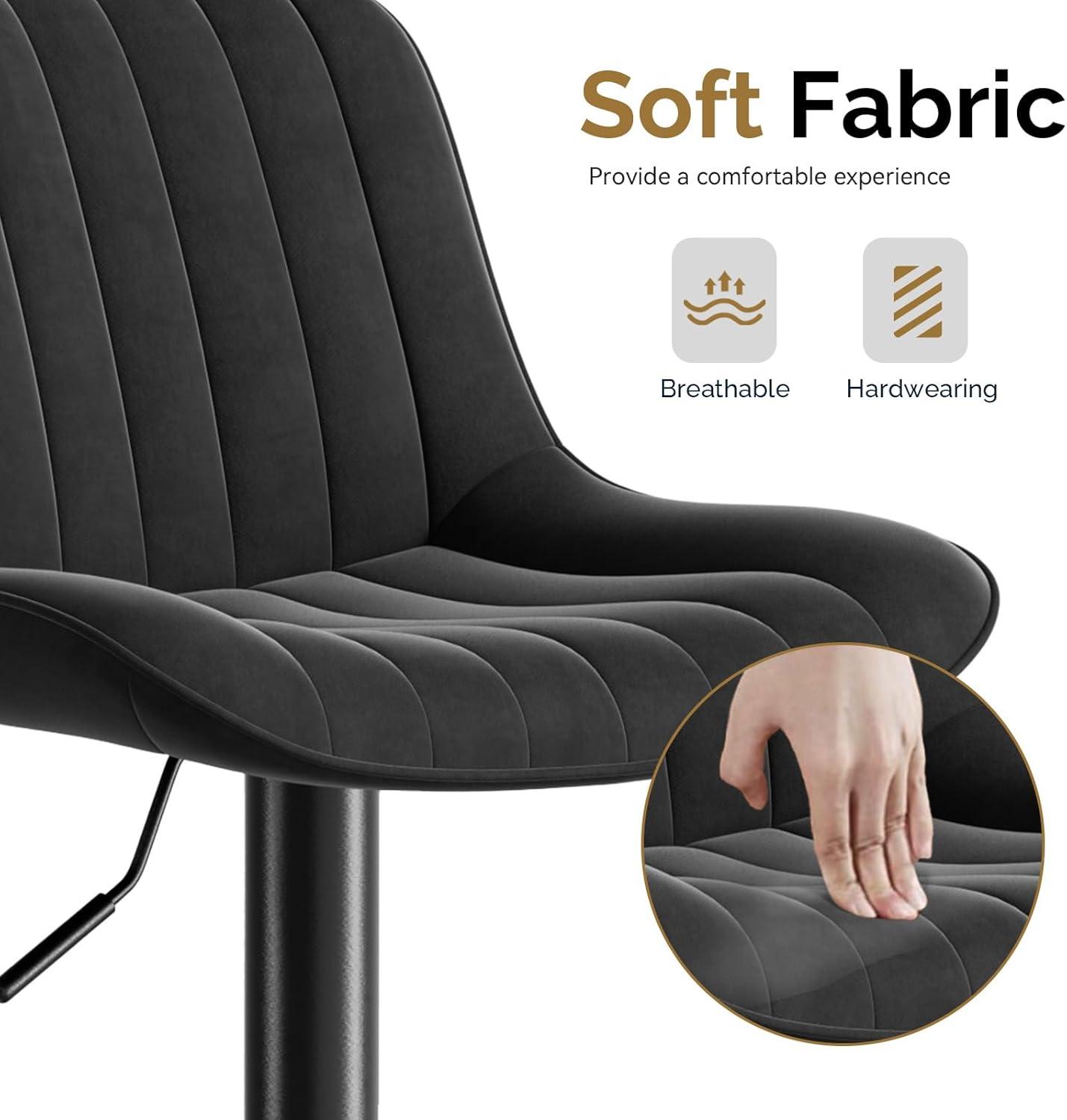 Hawsaiy Adjustable Bar Stools Set of 2, Swivel Counter Height Bar Chairs with Back, Modern Technical Fabric Barstools for Kitchen Island & Home, Green