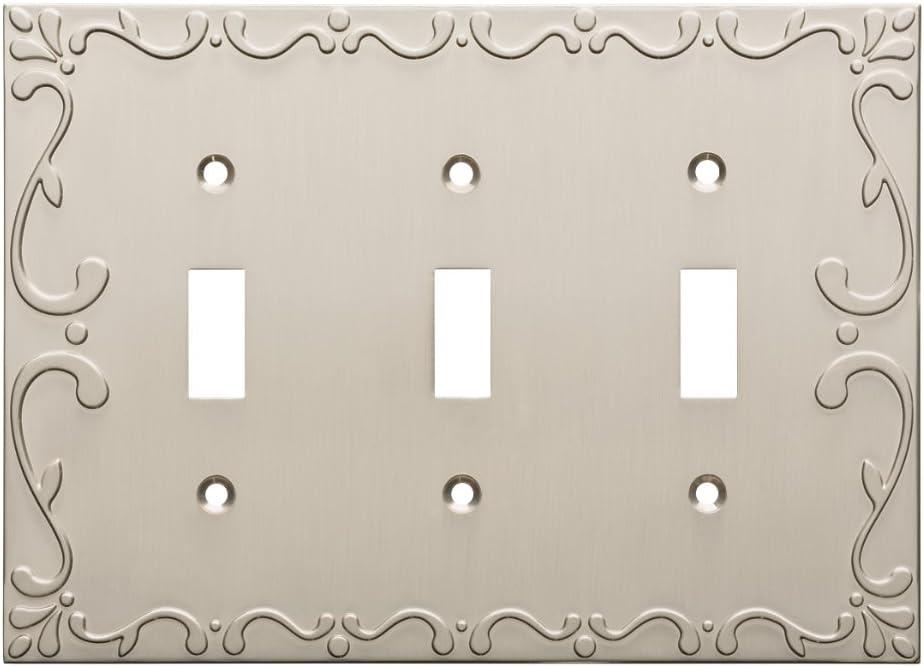 Brushed Nickel 3-Gang Decorative Lace Wall Plate