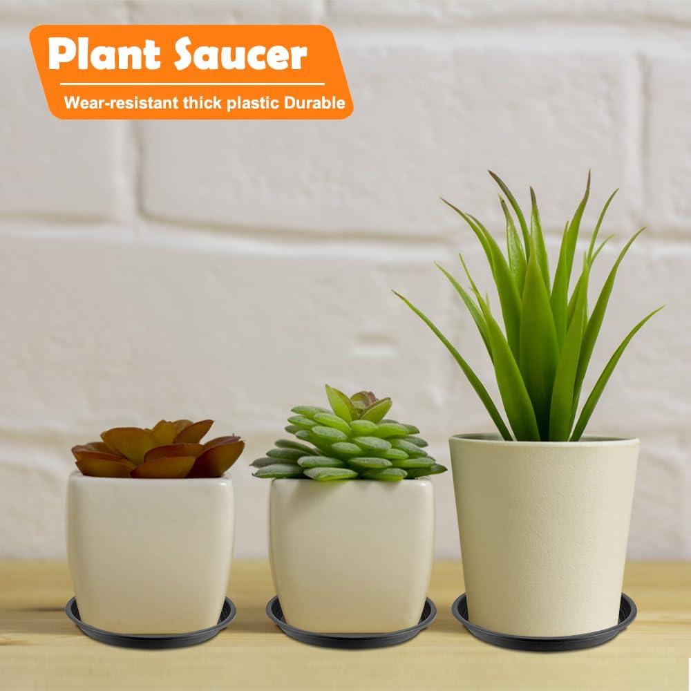 Tripumer 12Pack Plant Saucers 6inch/8inch/10inch Black Plant Saucers Plastic Planter Trays Round Trays Heavy Duty Drip Trays Perfect for Indoor and Outdoor Plants