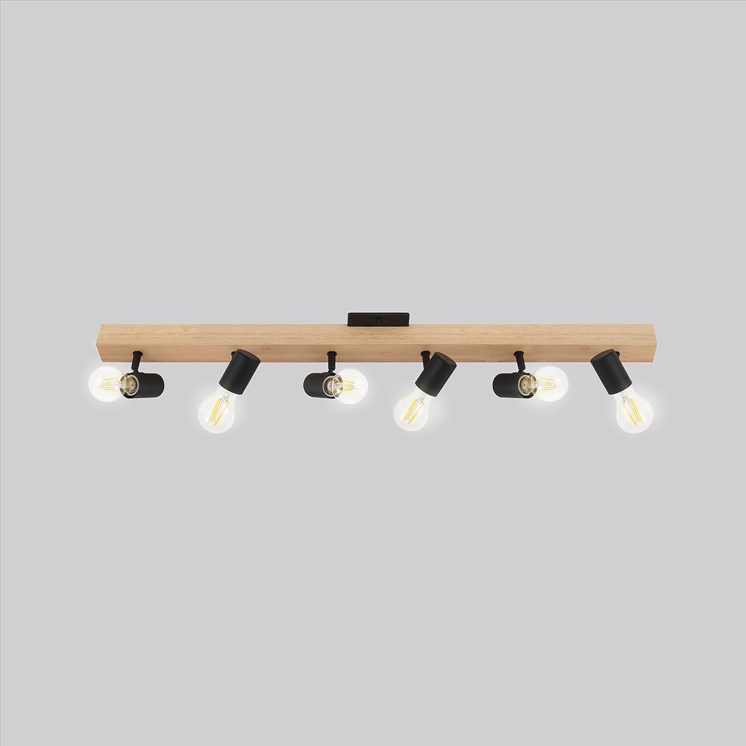 Eglo Lighting Kingswood 6 Light Track Ceiling Mount Fixture, Brown & Black