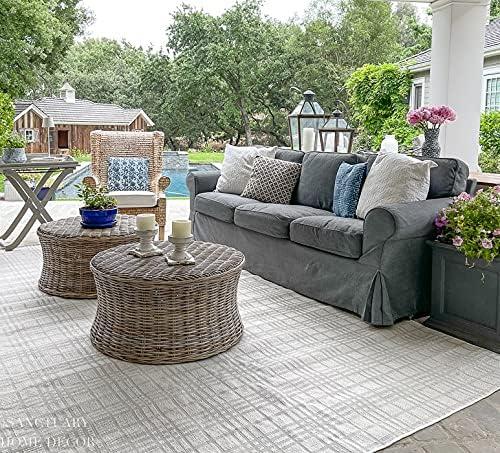 SAFAVIEH Bermuda Lavern Geometric Machine Washable Indoor/Outdoor Area Rug, Ivory/Light Grey, 6'7" x 9'2"