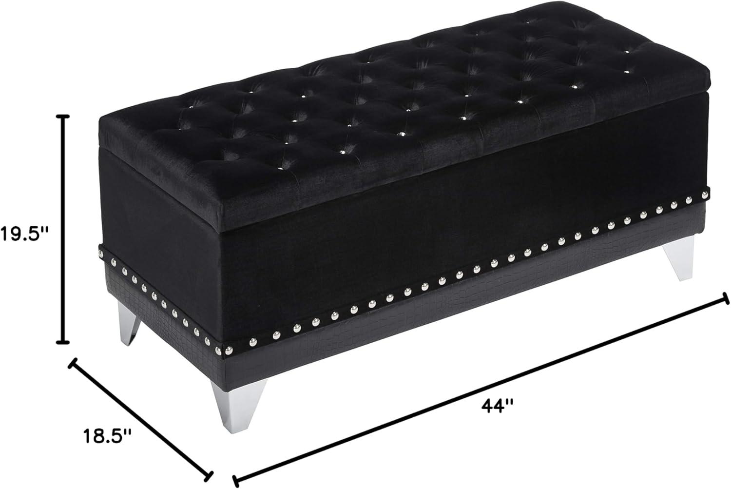 Barzini Tufted Rectangular Trunk with Nailhead Black