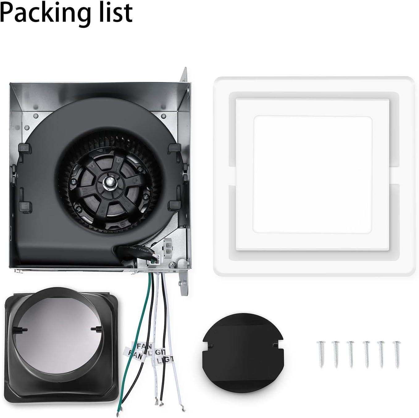 110 Cfm Quiet Bathroom Exhaust Fan With Light, 6500K 800Lm Household Ventilation Fan Light Combo, Energy Saving Ceiling Mount, Multipurpose Bath Extractor Fan, Easy To Install