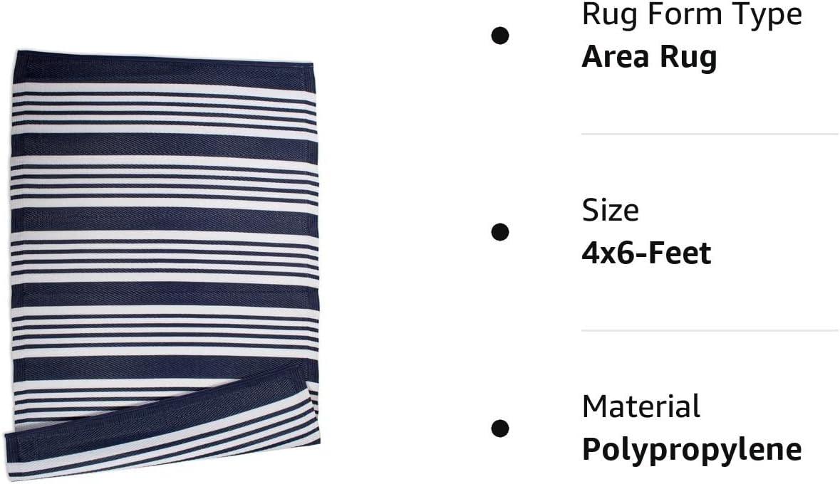 DII Outdoor Rug Collection Reversible Woven Polypropylene Mat, 4x6-Feet, Nautical Blue