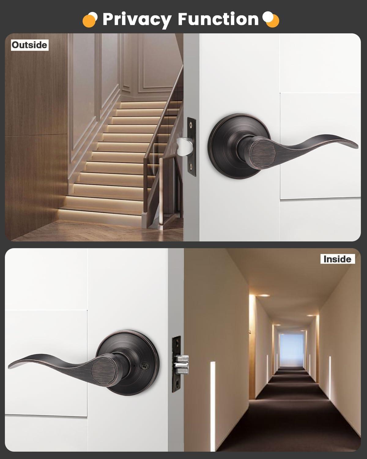 Oil Rubbed Bronze Modern Key Lock Door Lever Set