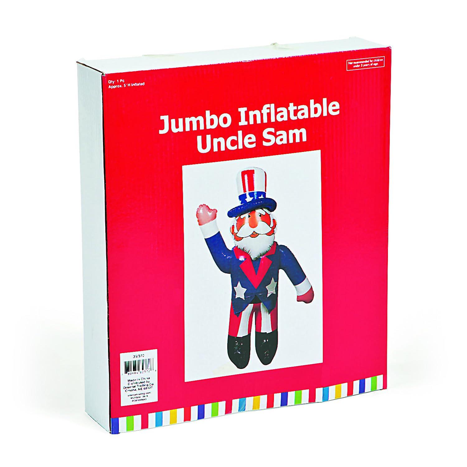 Large Inflatable Uncle Sam (Over 5 feet Tall) Fourth of July, Memorial Day Decor and USA Patriotic Party Supplies