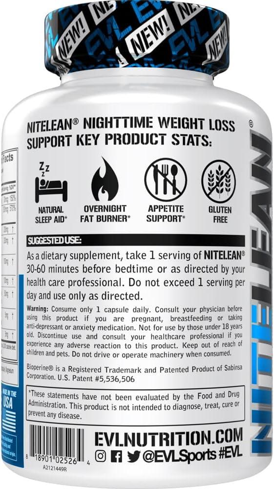 Evlution Nutrition NiteLean - Nighttime Weight Loss Support - 30 Servings