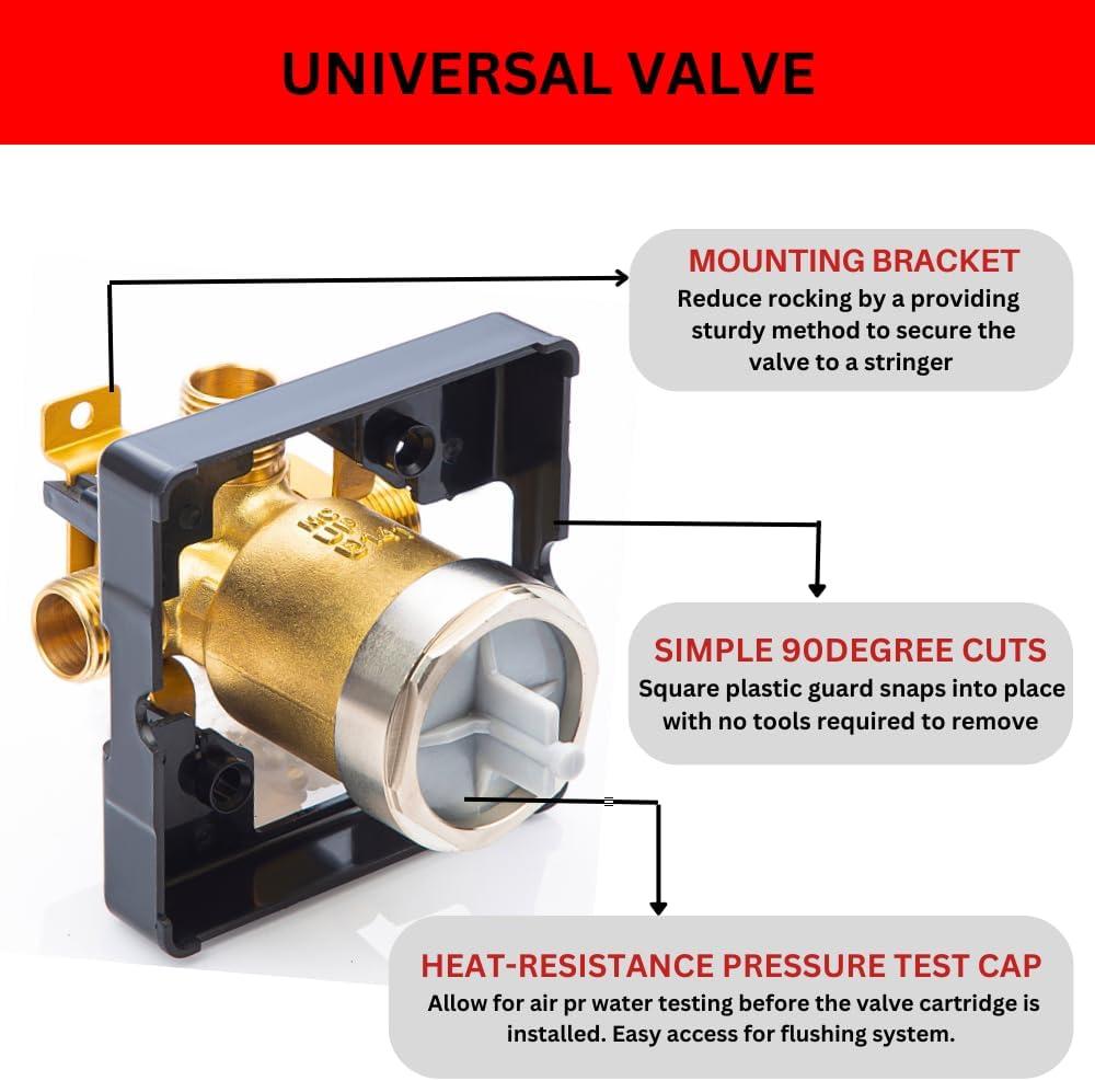 R10000 UNBXHF Shower Valve Body, for Shower Faucet Decoration Kit, Bathroom Concealed Valve Diverter