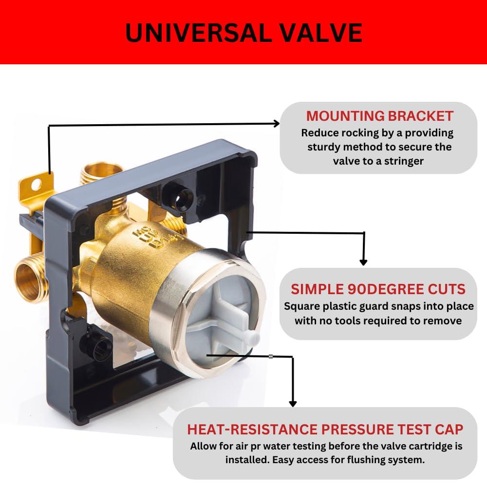R10000 UNBXHF Shower Valve Body, for Shower Faucet Decoration Kit, Bathroom Concealed Valve Diverter