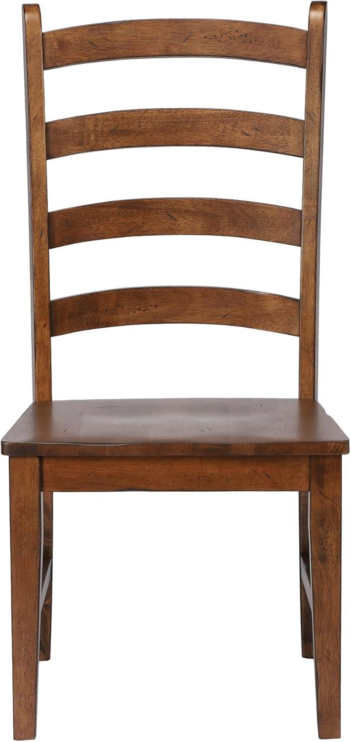 Amish Brown Wooden Ladderback Dining Side Chair