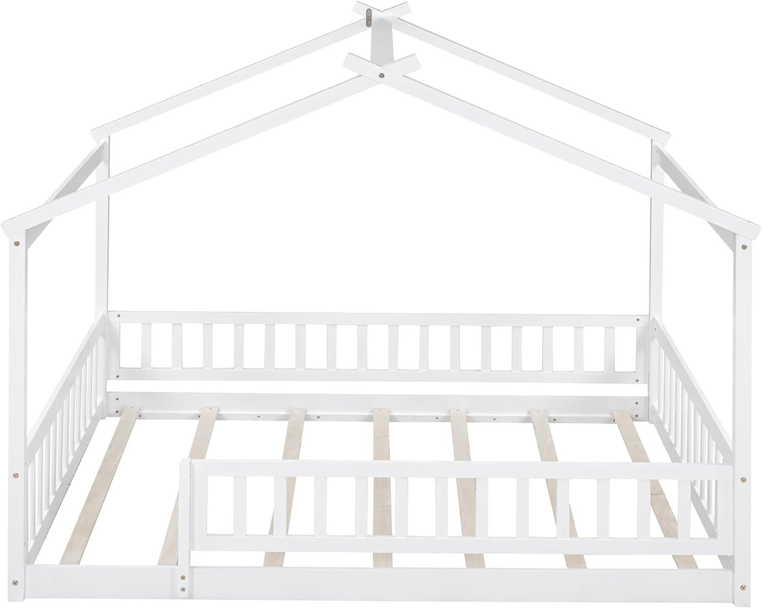 White Pine Full House Bed Frame with Slats and Rails