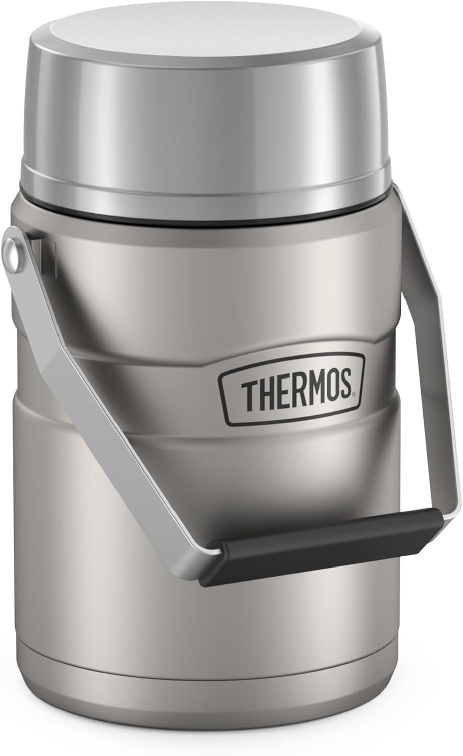 Thermos Stainless King Vacuum Insulated Food Jar with Folding Spoon & 2 Containers, Matte Stainless, 47oz