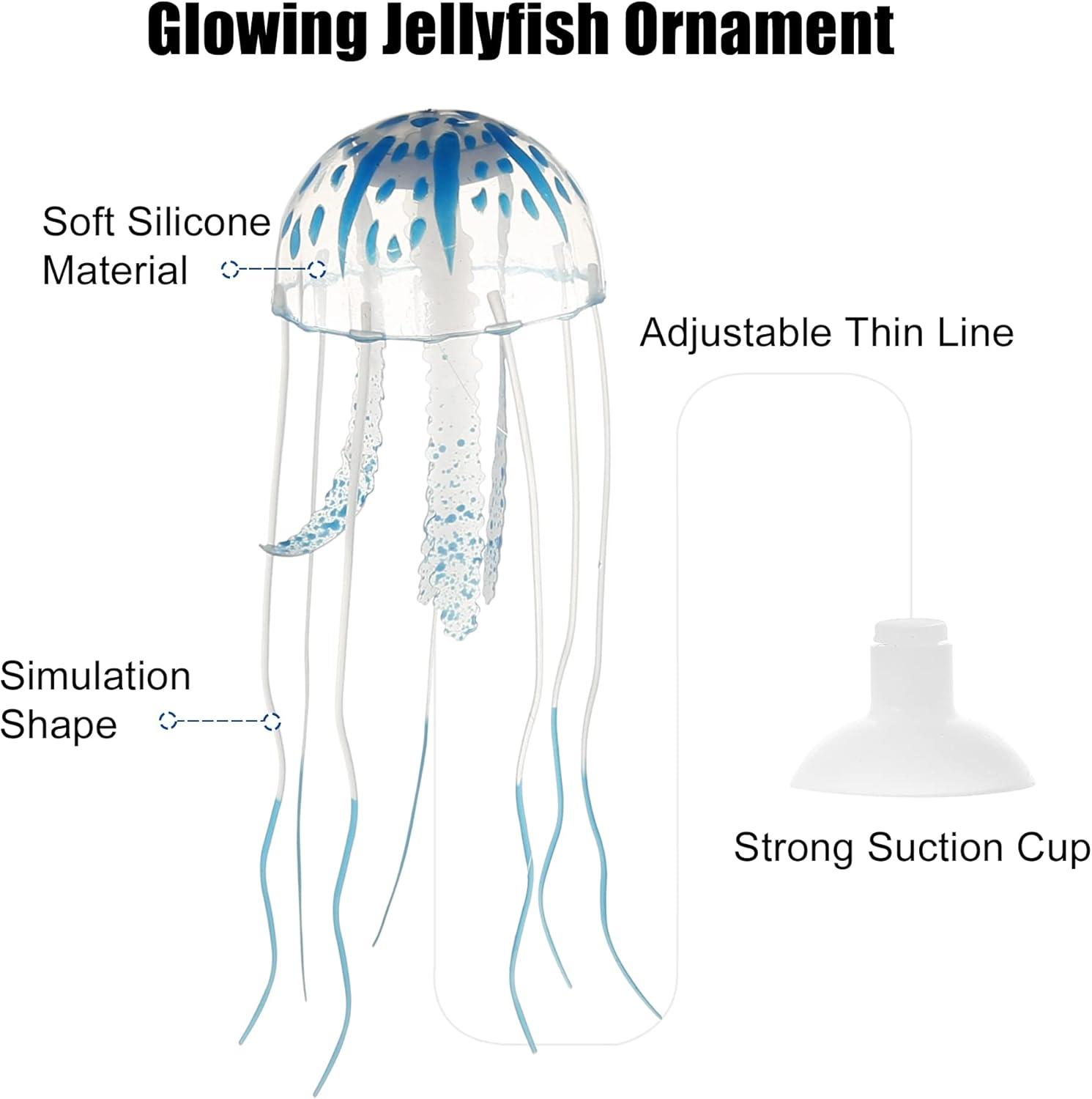 Unique Bargains Aquarium Jellyfish Glow Decoration with Suction Cup 2.3"x5.9" Pink