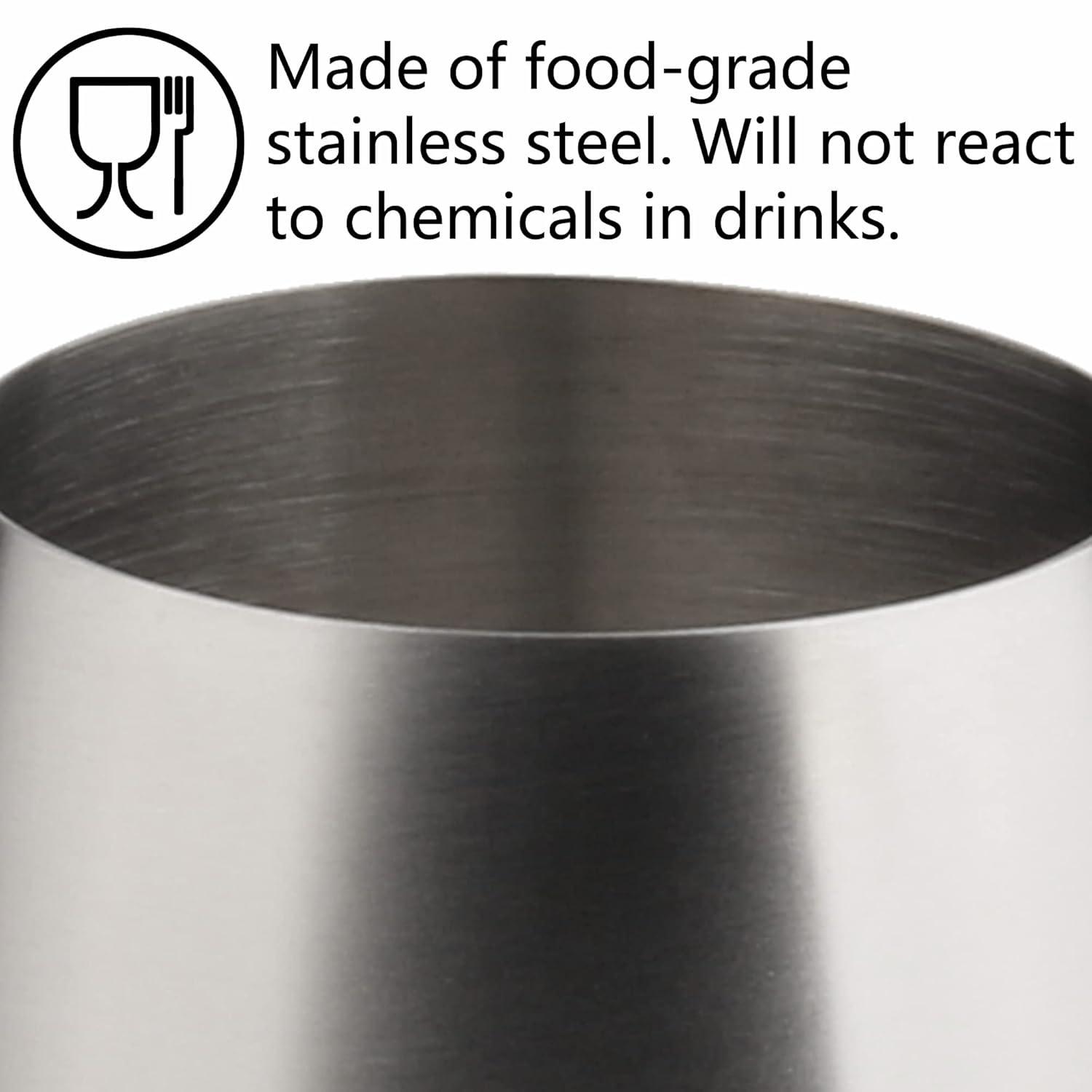 Stainless Steel Wine Glass 18oz - Set of 4 Matte Silver - 3.6" D x 8.3" H, Large (851005)