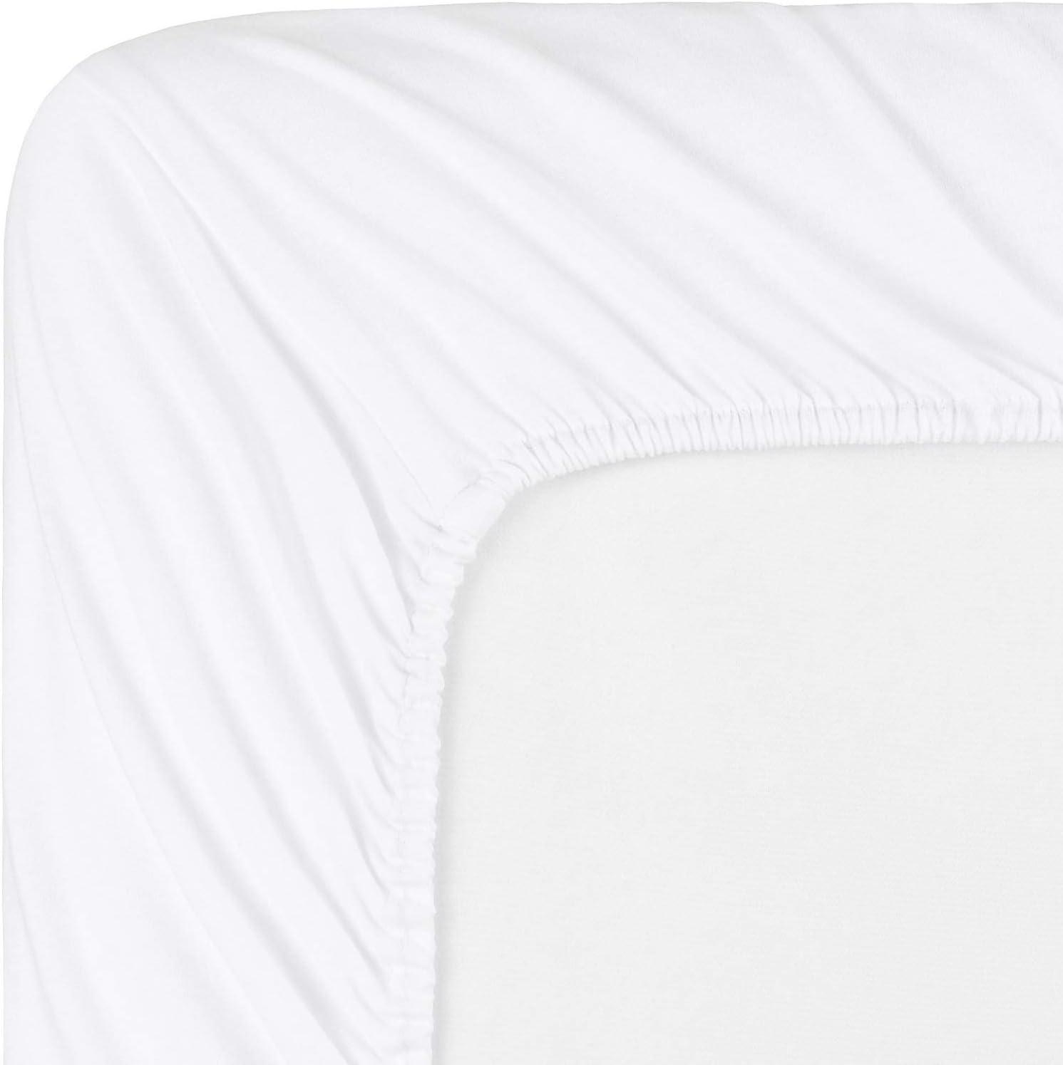 Mellanni Jersey Sheet Set 4 Piece 100% Cotton Deep Pocket Bed Sheets and Pillowcases, Queen, White