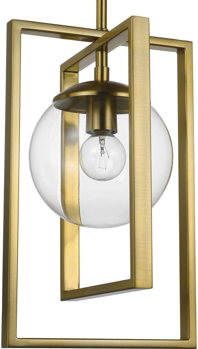 Progress Lighting Atwell 1-Light Pendant, Brushed Bronze, Clear Globe Shade