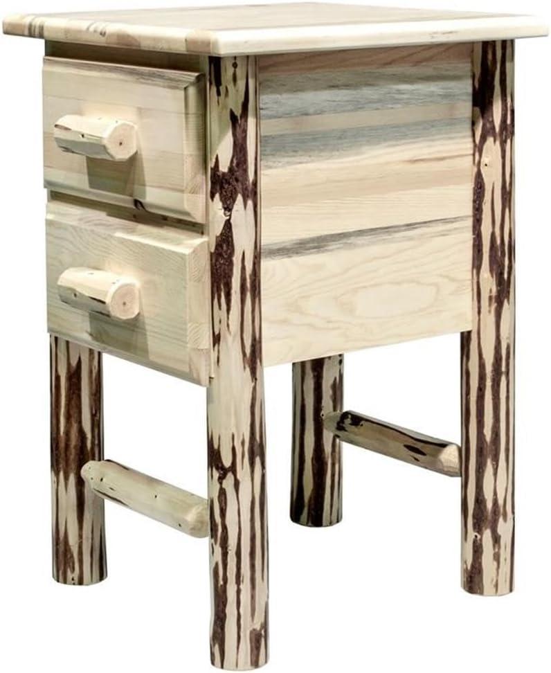 Montana Collection Nightstand with 2 Drawers, Clear Lacquer Finish