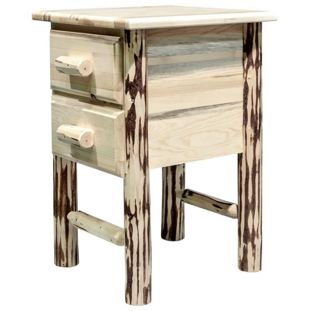 Montana Collection Nightstand with 2 Drawers, Clear Lacquer Finish